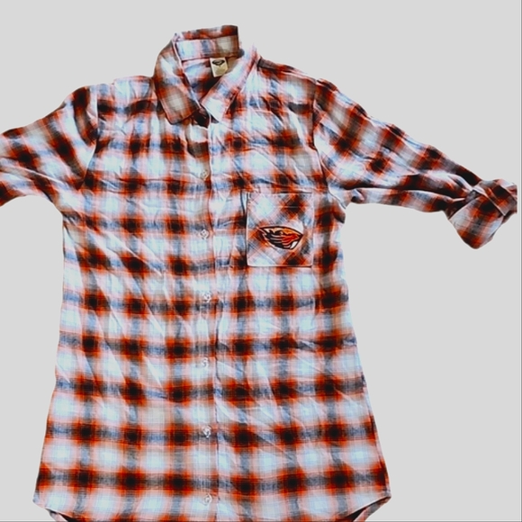 Oregon State Beavers Womens Long Roll Sleeve Button Up Tunic Shirt Small NWOT - Picture 2 of 7